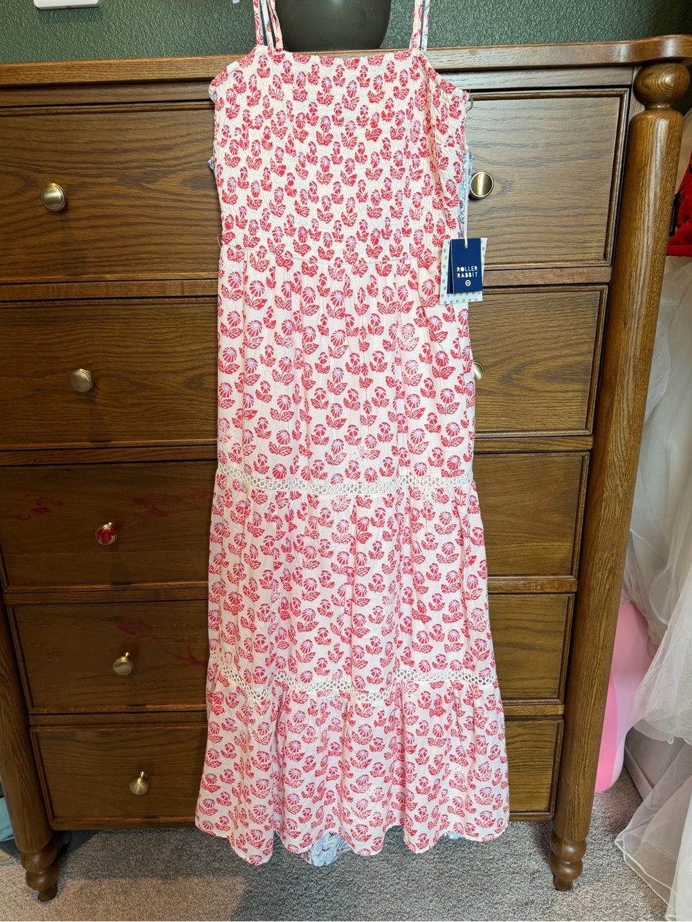 Roller Rabbit Pink and White Floral Maxi Dress